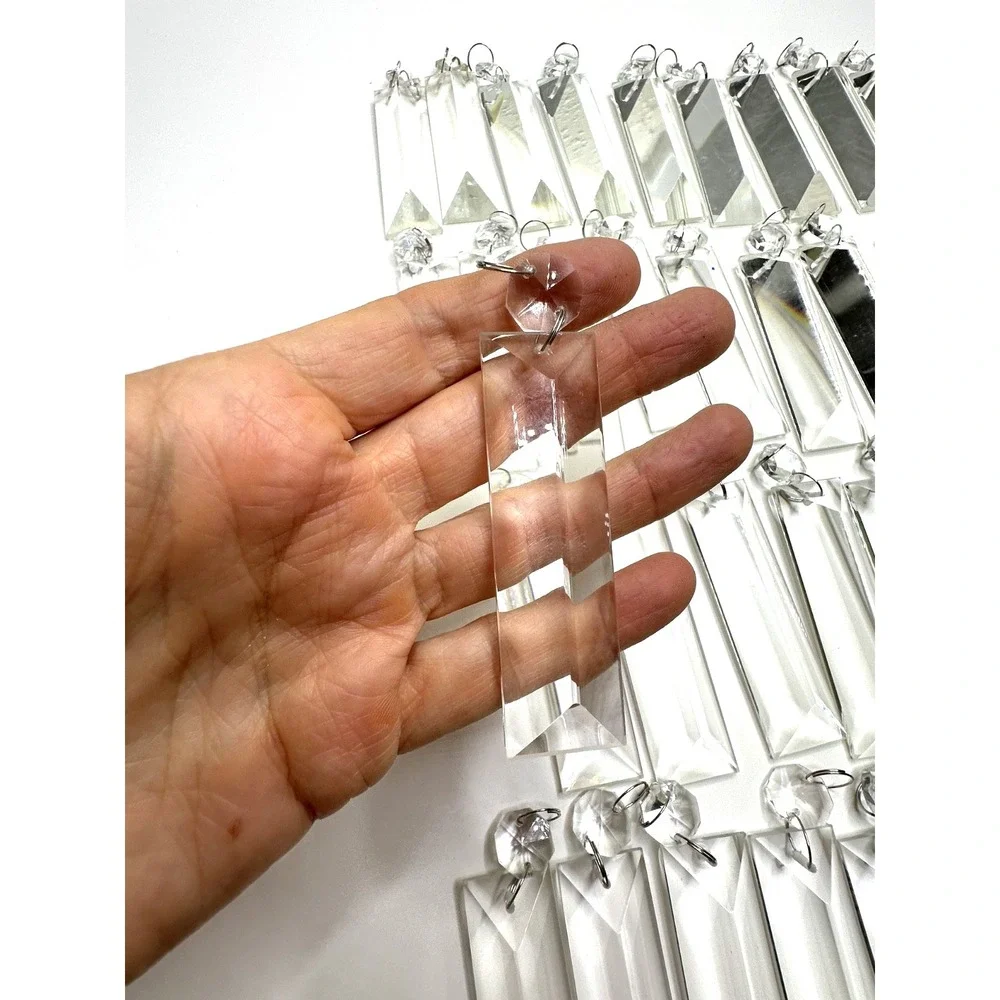 Crystal Chandelier Prisms Replacements Craft Set 40 Pc Dangle Silver Rings